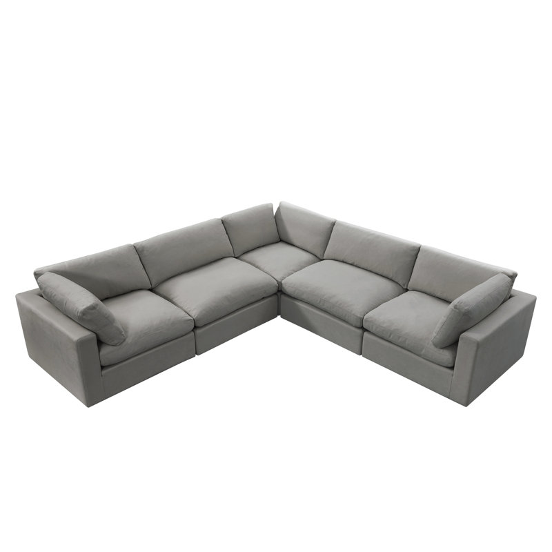Shabby Elegance Judith Linen Modular L Sectional Grey